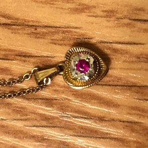 14k yellow gold ruby necklace